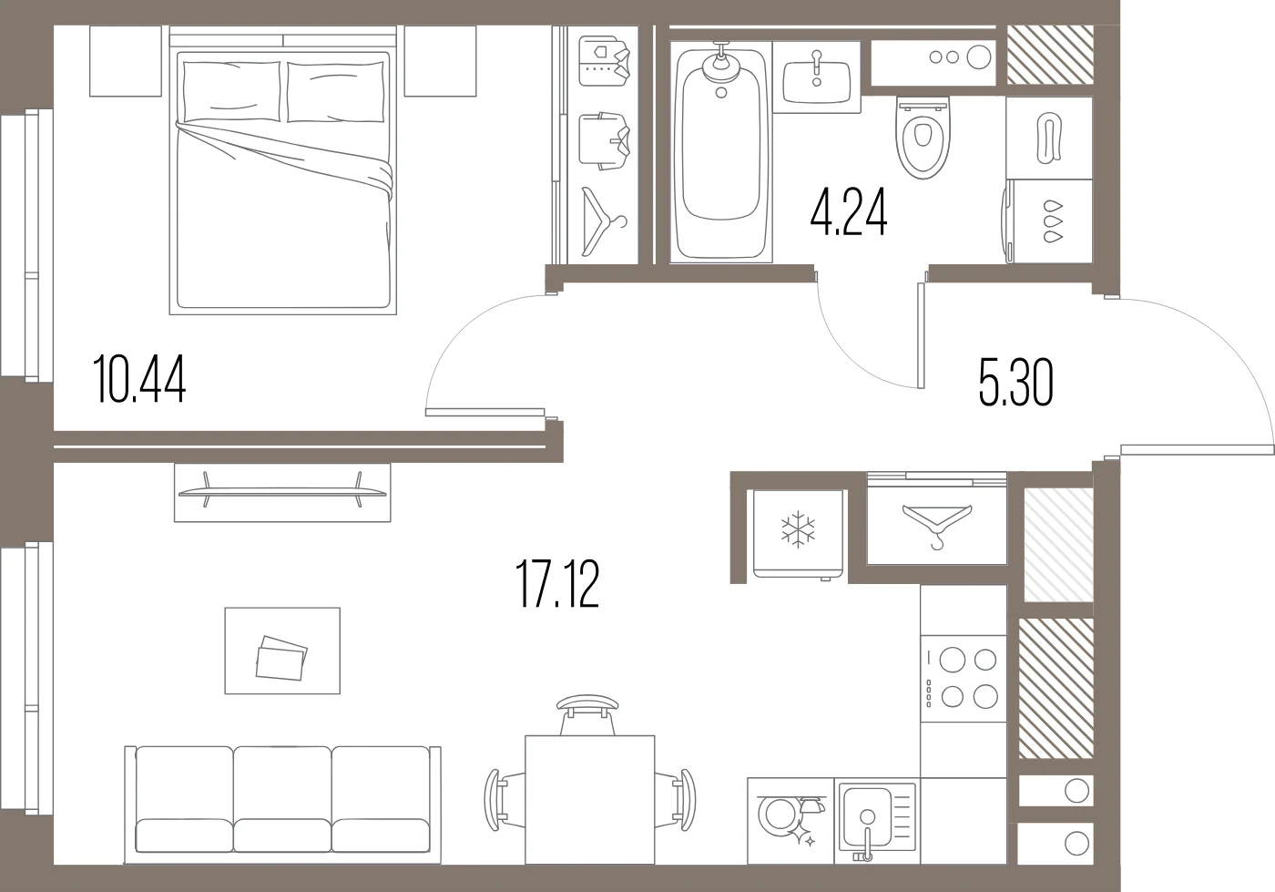 Планировка 1-комнатная 37,1 м² в ЖК «ЛЕГЕНДА Васильевского» — «ЛЕГЕНДА Васильевского»