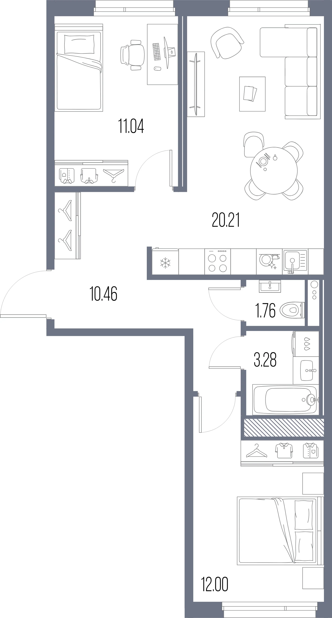 Планировка 2-комнатная 58,8 м² в ЖК «ЛЕГЕНДА Васильевского» — «ЛЕГЕНДА Васильевского»