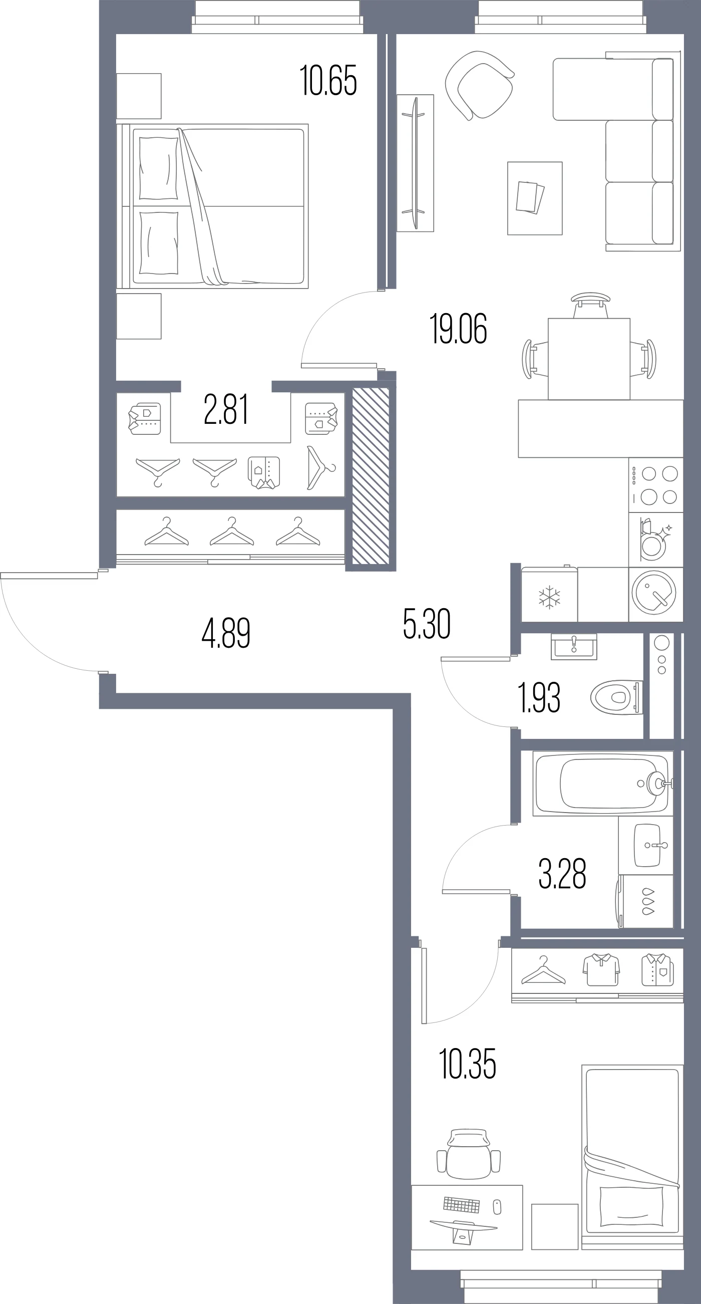 Планировка 2-комнатная 58,3 м² в ЖК «ЛЕГЕНДА Васильевского» — «ЛЕГЕНДА Васильевского»