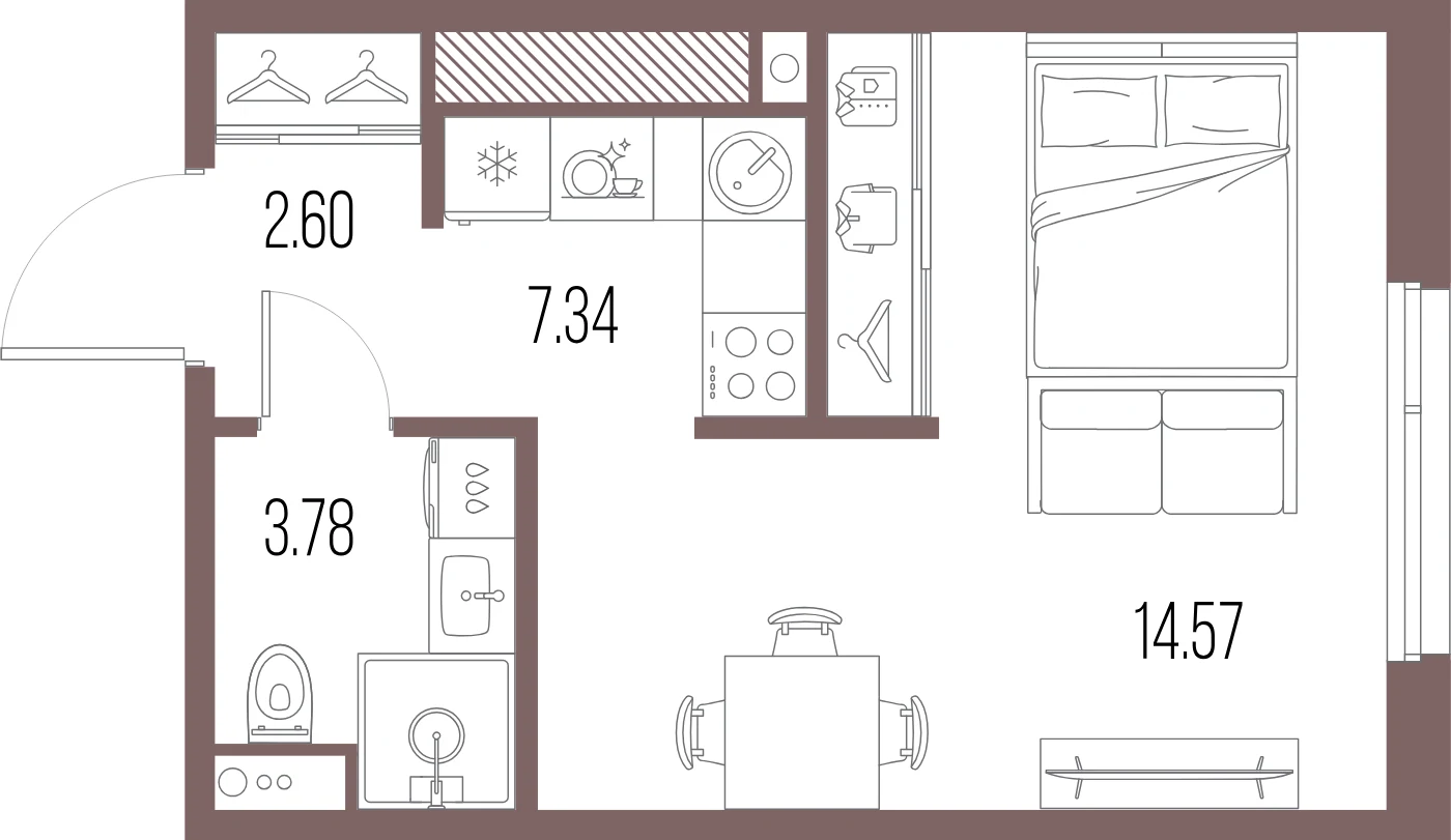 Планировка студия 28,3 м² в ЖК «ЛЕГЕНДА Васильевского» — «ЛЕГЕНДА Васильевского»
