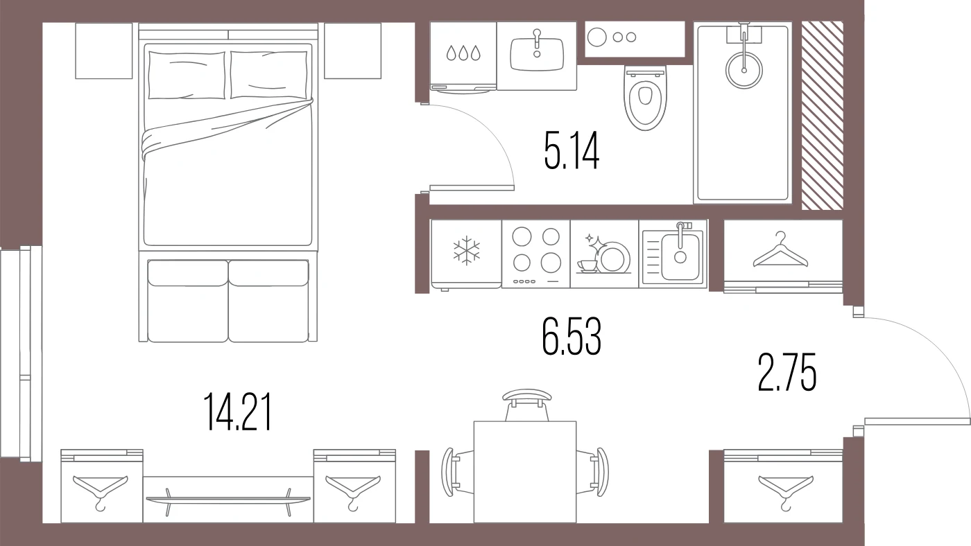 Планировка студия 28,6 м² в ЖК «ЛЕГЕНДА Васильевского» — «ЛЕГЕНДА Васильевского»