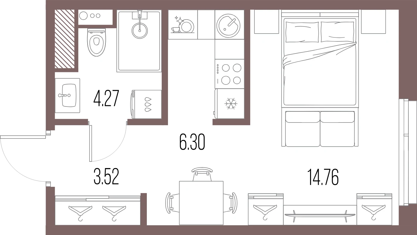 Планировка студия 28,9 м² в ЖК «ЛЕГЕНДА Васильевского» — «ЛЕГЕНДА Васильевского»