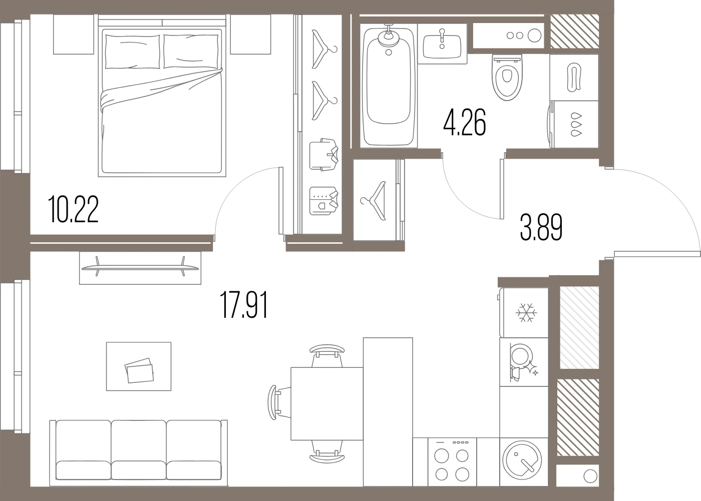 Планировка 1-комнатная 36,3 м² в ЖК «ЛЕГЕНДА Васильевского» — «ЛЕГЕНДА Васильевского»