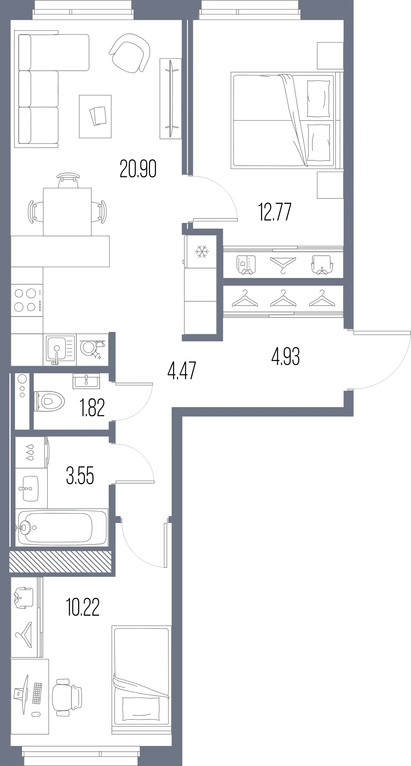 Планировка 2-комнатная 58,7 м² в ЖК «ЛЕГЕНДА Васильевского» — «ЛЕГЕНДА Васильевского»